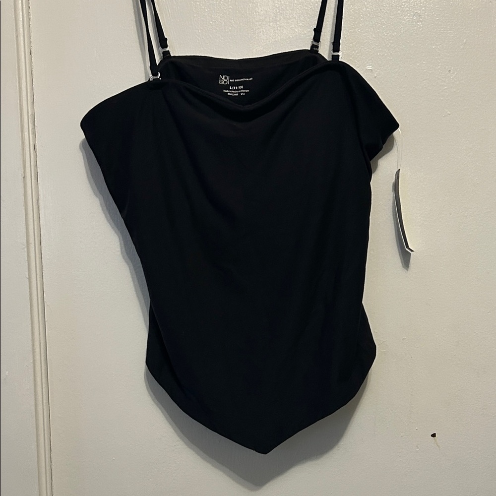 No Boundaries Black Draped Neck Camisole